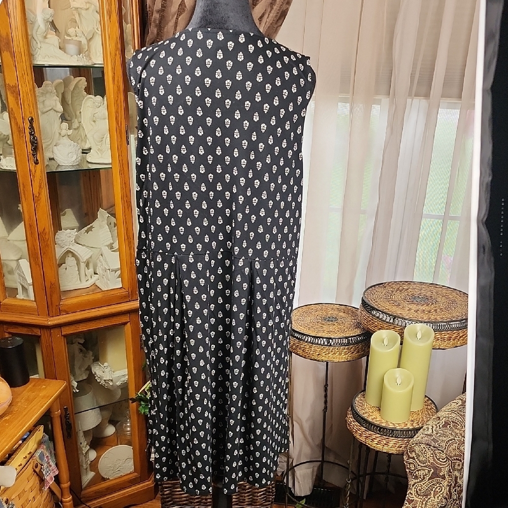 J.JILL | Wearever Black White Geometric Stretch Sleeveless Midi Dress | L - Picture 4 of 9